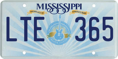 MS license plate LTE365