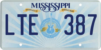 MS license plate LTE387