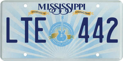 MS license plate LTE442