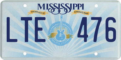 MS license plate LTE476