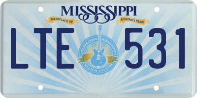 MS license plate LTE531