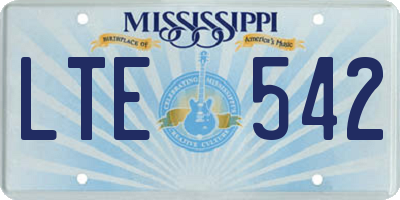 MS license plate LTE542