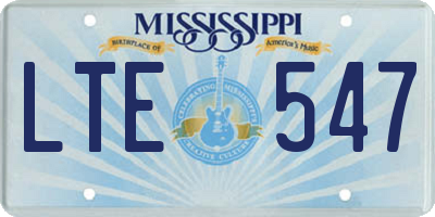 MS license plate LTE547