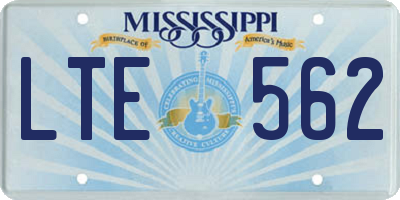 MS license plate LTE562