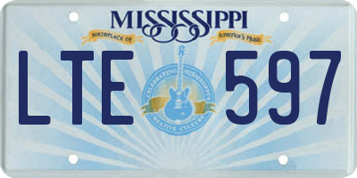 MS license plate LTE597