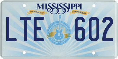 MS license plate LTE602