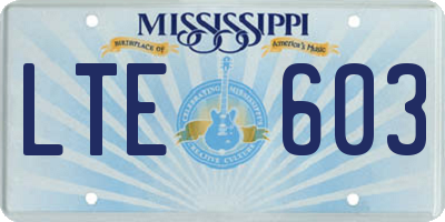 MS license plate LTE603