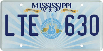MS license plate LTE630