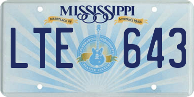 MS license plate LTE643
