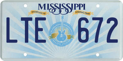 MS license plate LTE672