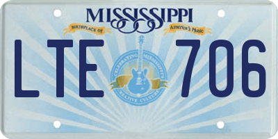 MS license plate LTE706