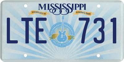MS license plate LTE731