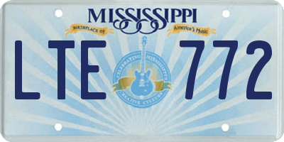 MS license plate LTE772