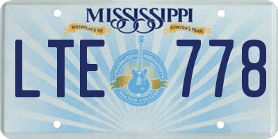 MS license plate LTE778