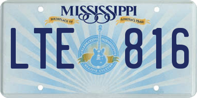 MS license plate LTE816