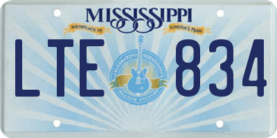 MS license plate LTE834