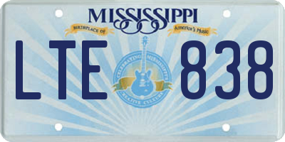 MS license plate LTE838
