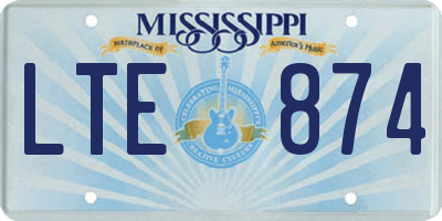 MS license plate LTE874