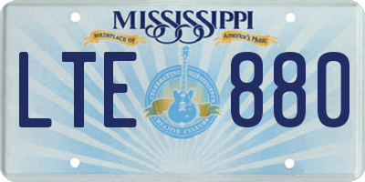 MS license plate LTE880