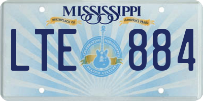MS license plate LTE884