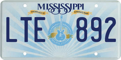 MS license plate LTE892