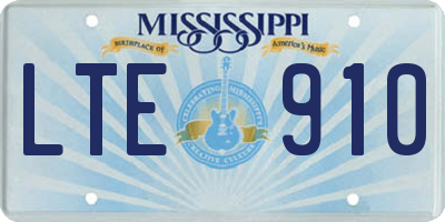 MS license plate LTE910