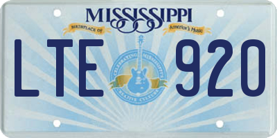 MS license plate LTE920