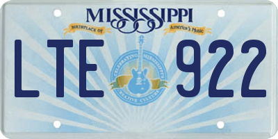 MS license plate LTE922