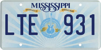 MS license plate LTE931
