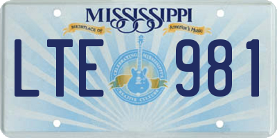 MS license plate LTE981