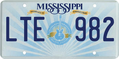 MS license plate LTE982