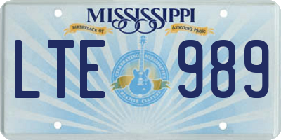 MS license plate LTE989