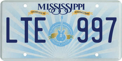 MS license plate LTE997