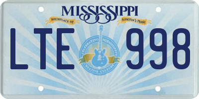 MS license plate LTE998