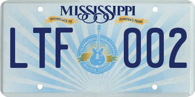 MS license plate LTF002