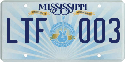 MS license plate LTF003