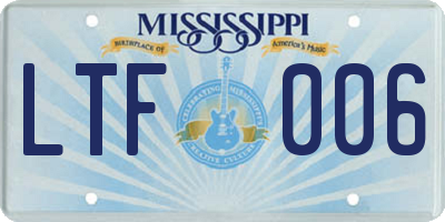 MS license plate LTF006