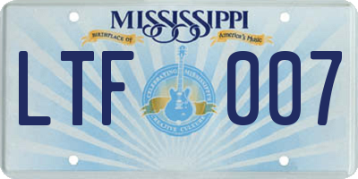 MS license plate LTF007
