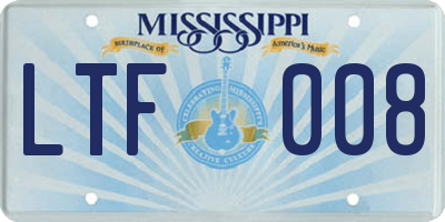 MS license plate LTF008
