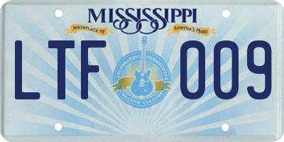 MS license plate LTF009