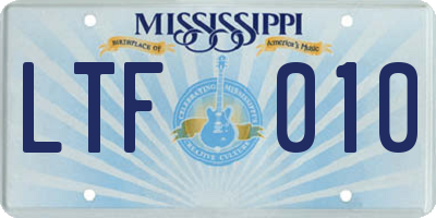 MS license plate LTF010
