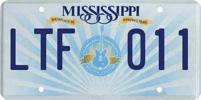MS license plate LTF011