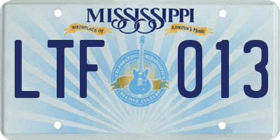 MS license plate LTF013