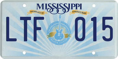 MS license plate LTF015