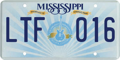 MS license plate LTF016
