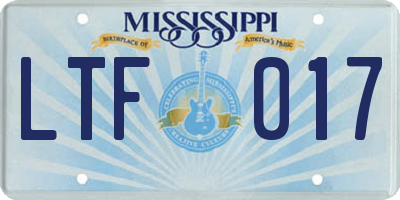 MS license plate LTF017
