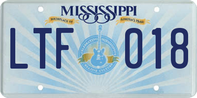 MS license plate LTF018