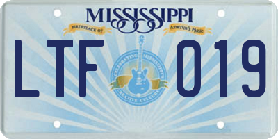 MS license plate LTF019