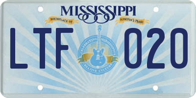 MS license plate LTF020