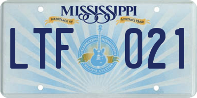 MS license plate LTF021